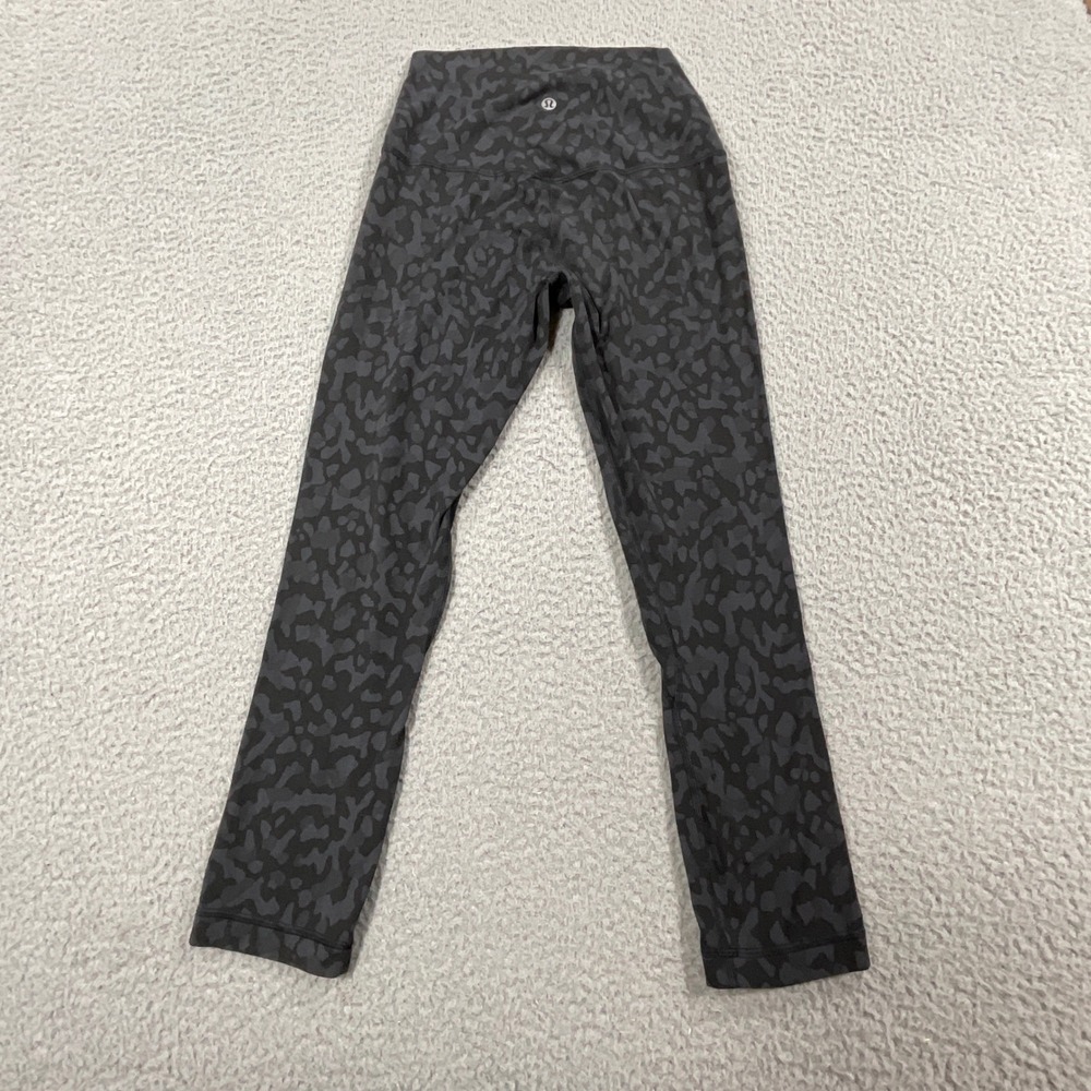 Lululemon Align High-Rise Crop Women 4 Grey Black Excellent Wild Thing Camo 21"